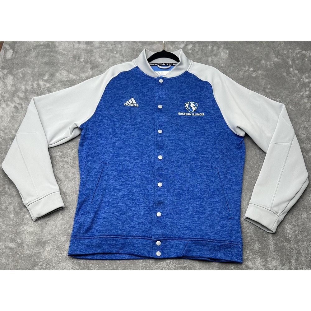 Adidas Eastern ILLINOIS Varsity Players Jacket Button Up Logo Blue Men's Large L
